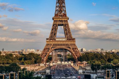 Paris, France - 15 July 2021: View of the Eiffel Tower during the golden hour clipart