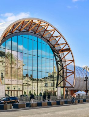 Paris, France - 15 July 2021: Rear facade of the Grand Palais Ephemere opposite the Ecole Militaire clipart