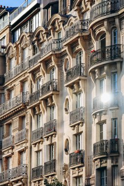 Paris, France - 15 July 2021: Historic Haussmannian buildings in the 7th arrondissement near the Eiffel Tower clipart