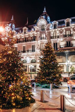 The famous Hotel de Paris before Christmas, in Monte Carlo, Monaco clipart