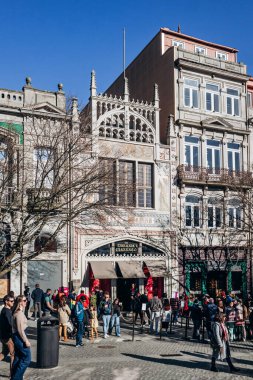 Porto, Portugal - December 28, 2024: Facade of the famous bookstore Livraria Lello in Porto, a literary landmark clipart