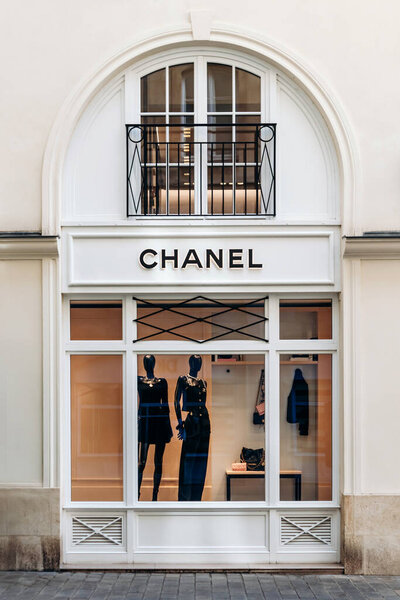 Paris, France - September 7, 2025: Chanel boutique window display at Le Village Royale
