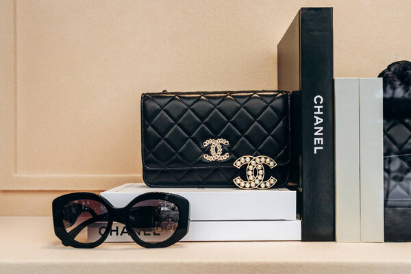 Paris, France - September 7, 2025: Chanel boutique window display at Le Village Royale