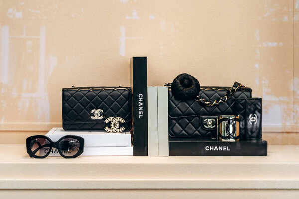 Paris, France - September 7, 2025: Chanel boutique window display at Le Village Royale
