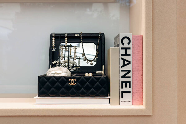 Paris, France - September 7, 2025: Chanel boutique window display at Le Village Royale