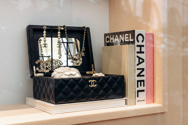 Paris, France - September 7, 2025: Chanel boutique window display at Le Village Royale