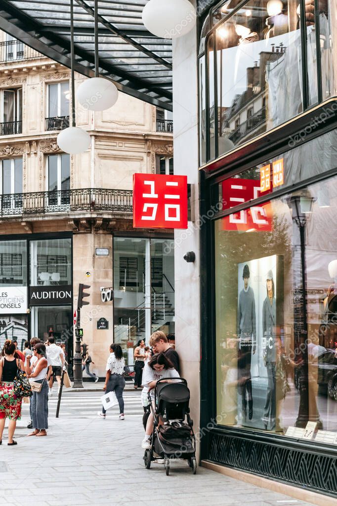 Paris, France - September 7, 2025: Uniqlo fashion store on Rue de Rivoli in Paris