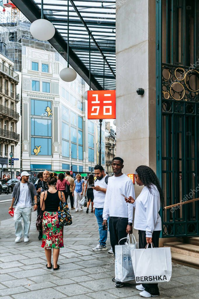 Paris, France - September 7, 2025: Uniqlo fashion store on Rue de Rivoli in Paris