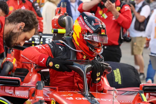 Carlos Sainz Spa Ferrari Grelha Antes Corrida Formula Gulf Air — Fotografia de Stock