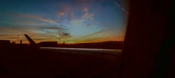 Solnedgång Från Flygning Över Lissabon — Stockfoto