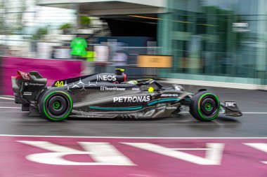 Lewis Hamilton (GBR) Mercedes W14 E Performanc Kanada GP 2023 tarihinde Circuit Gilles Villeneuve - Montreal, Quebec, Kanada