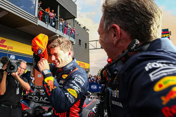 stock image  Max Verstappen (NED) Redbull Racing RB19 and  Christian Horner (GBR) - RedBull Racing Team Principa