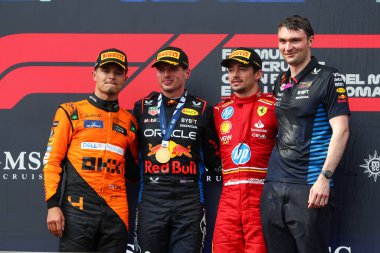 PODIUM - Max Verstappen (NED) - Oracle Red Bull Racing - Red Bull RB20 - Honda RBTLando Norris (GBR) - McLaren Formula 1 Team - McLaren MCL38 - MerceCharles Leclerc (MON) - Scuderia Ferrari - Ferrari SF-24 - Ferrar