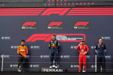 PODIUM - Max Verstappen (NED) - Oracle Red Bull Racing - Red Bull RB20 - Honda RBTLando Norris (GBR) - McLaren Formula 1 Team - McLaren MCL38 - MerceCharles Leclerc (MON) - Scuderia Ferrari - Ferrari SF-24 - Ferrar