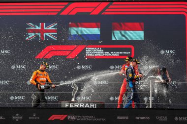 PODIUM - Max Verstappen (NED) - Oracle Red Bull Racing - Red Bull RB20 - Honda RBTLando Norris (GBR) - McLaren Formula 1 Team - McLaren MCL38 - MerceCharles Leclerc (MON) - Scuderia Ferrari - Ferrari SF-24 - Ferrar