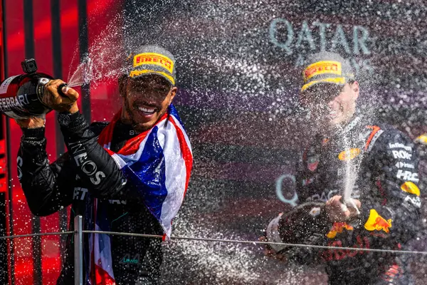 stock image Podium of the Race on day 4, Sunday july 7, 2024 of the formula 1 qatar airways british grand prix 2024, scheduled to take place at the silverstone circuit from july 5 to july 7, 2024