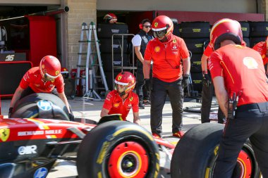  Scuderia Ferrari Pitlane operasyonları Formula 1 Pirelli ABD Grand Prix 2024 sırasında, Austin, TX (ABD) 18-20 Eylül 2024 tarihlerinde Amerika Birleşik Devletleri 'nin Circuit of Americas' ında gerçekleşmesi planlanmaktadır.