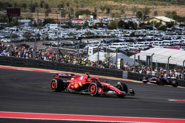  Carlos Sainz Jr. (ESP) - Scuderia Ferrari - Ferrari SF-24 - Ferrari Formula 1 Pirelli Birleşik Devletler Grand Prix 2024 sırasında, Austin, TX (ABD) 18-20 Eylül 2024 'de gerçekleştirilecek olan Circuit of Americas' ta gerçekleşmesi planlanan Ferrari