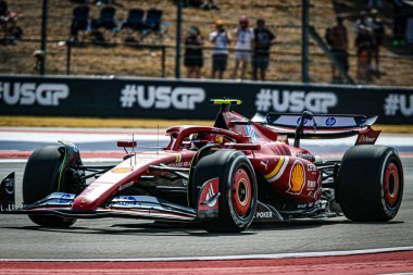 Carlos Sainz Jr. (ESP) - Scuderia Ferrari - Ferrari SF-24 - Ferrari Formula 1 Pirelli Birleşik Devletler Grand Prix 2024 sırasında, Austin, TX (ABD) 18-20 Eylül 2024 'de gerçekleştirilecek olan Circuit of Americas' ta gerçekleşmesi planlanan Ferrari