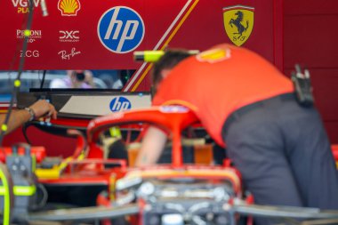  Scuderia Ferrari 'nin Formula 1 Lenovo Grande Premio de Sao Paulo 2024 tarihli garajı, Interlagos Circuit, San Paolo, Brasil, BRA Nov 1-3, 2024 - Fotoğraf Alessio De Marco, Avens-Images.com