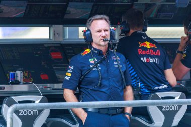  Christian Horner (GBR) - Formula 1 Etihad Airways Abu Dabi Grand Prix 2024, Yas Marina, Abu Dabi 6-8 Aralık 2024 Cuma günkü oturum sırasında RedBull Yarış Takımı Müdürü