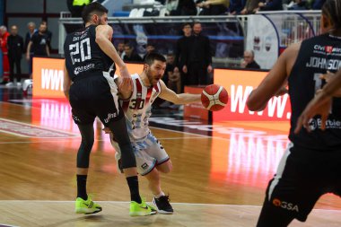 Monaldi Diego - Real Sebastiani Rieti, Apu Old Wild West Udine davasında, 26 Şubat 2025, PalaSojourner Rieti, Round 30 - Sezon 2024-2025