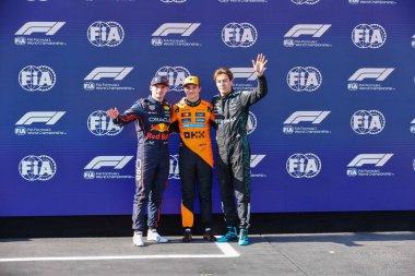 Top3 Quali; Max Verstappen (NED) - Oracle Red Bull Racing - Red Bull RB21 - Honda RBP Oscar Piastri (AUS) - McLaren Formula 1 Team - McLaren MCL39 - Mercedes ve Daniel Ricciardo (AUS) - Alpine F1 Team - Alpine A525 - Formula 1 AWS Gr