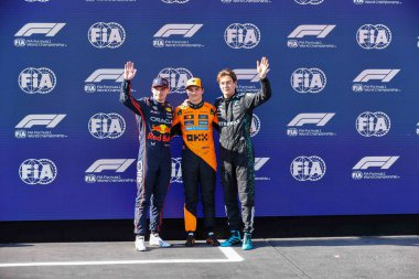 Top3 Quali; Max Verstappen (NED) - Oracle Red Bull Racing - Red Bull RB21 - Honda RBP Oscar Piastri (AUS) - McLaren Formula 1 Team - McLaren MCL39 - Mercedes ve Daniel Ricciardo (AUS) - Alpine F1 Team - Alpine A525 - Formula 1 AWS Gr