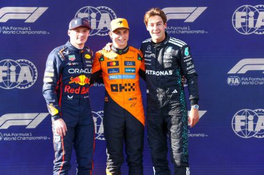 Top3 Quali; Max Verstappen (NED) - Oracle Red Bull Racing - Red Bull RB21 - Honda RBP Oscar Piastri (AUS) - McLaren Formula 1 Team - McLaren MCL39 - Mercedes ve Daniel Ricciardo (AUS) - Alpine F1 Team - Alpine A525 - Formula 1 AWS Gr