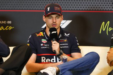  Max Verstappen (NED) - Oracle Red Bull Racing - Red Bull RB21 - F1 Basın Sürücü Basın toplantısı sırasında Honda RBPT - Formula 1 Tag Heurer Grand Prix de Monaco 2025 Monte Carlo (MC), 23-25 Mayıs 2025