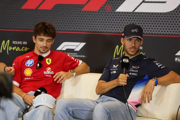  Charles Leclerc (MON) - Scuderia Ferrari - Ferrari SF-25 - Ferrari ve Pierre Gasly (FRA) - Alpine F1 Team - Alpine A525 - Renault during F1 Press Driving Press Conferende - Formula 1 Tag Heurer Grand Prix de Monaco 2025 Monte Carlo (MC), 23 Mayıs