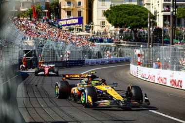  Lando Norris (GBR) - McLaren Formula 1 Takımı - McLaren MCL39 - Mercedes Yarış sırasında, Pazar, Formula 1 Taurer Grand Prix de Monaco 2025 Monte Carlo (MC), 23-25 Mayıs 2025