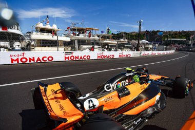  Lando Norris (GBR) - McLaren Formula 1 Takımı - McLaren MCL39 - Mercedes Yarış sırasında, Pazar, Formula 1 Taurer Grand Prix de Monaco 2025 Monte Carlo (MC), 23-25 Mayıs 2025