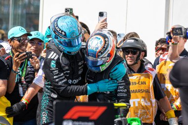  George Russell (GBR) ve Andrea Kimi Antonelli (ITA) - Mercedes-AMG PETRONAS F1 Ekibi - Mercedes W16 - Mercedes E Performansı Formula 1 Pirelli Grand Prix du Canada 2025, Montreal, Quebec, Kanada, 12-15 Haziran tarihleri arasında
