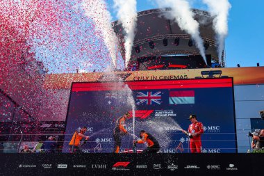Yarışın Podyumu 'nda kutlama - Formula 1 MSC Avusturya Grand Prix 2025, Spielberg, Avusturya - 24 Haziran 2025 F1 Dünya Şampiyonası' nda 11.