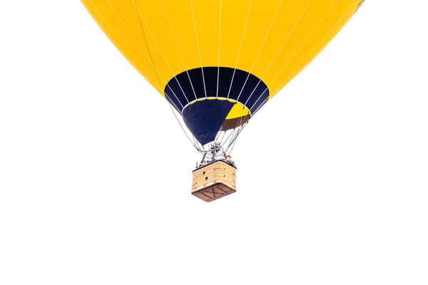 Όμορφο Κίτρινο Αερόστατο Θερμού Αέρα Απομονωμένο Λευκό Φόντο Copyspace Παρακάτω — Φωτογραφία Αρχείου