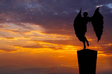 September 10, 2022 : Icarus statue in Ayia Napa park, tourist resort on the coast of Cyprus.