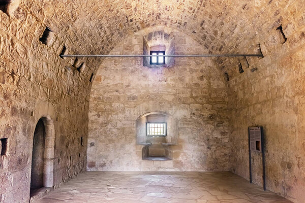 Inside view of Kolossi Castle in the Limassol area. Sights of Cyprus