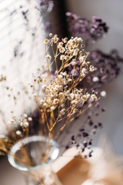 Vazoda kurumuş çiçekler var.