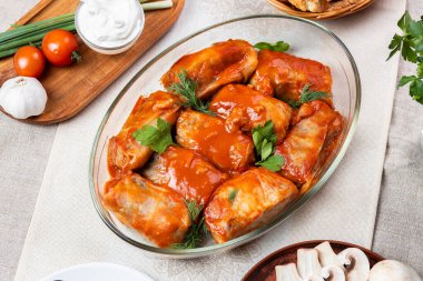 Ukrayna mutfağında mantarlı lahana dolması. Golubtsi, Ukrayna mutfağının bir türüdür ve Doğu Avrupa ve Orta Doğu mutfağının karakteristiğidir. Lean golubtsi. Dolma