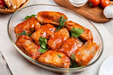 Ukrayna mutfağında mantarlı lahana dolması. Golubtsi, Ukrayna mutfağının bir türüdür ve Doğu Avrupa ve Orta Doğu mutfağının karakteristiğidir. Lean golubtsi. Dolma