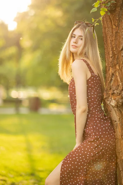 Tender Portret Van Mooie Blonde Vrouw Mooi Zonlicht Natuurlijke Schoonheid — Stockfoto