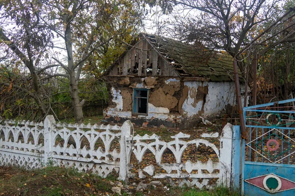 Война Украине 2022 Русское Вторжение Украину Сельской Местности Дом Разрушен — стоковое фото