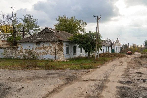 War Ukraine 2022 Russian Invasion Ukraine Countryside House Destroyed Shelling — Stock Photo, Image