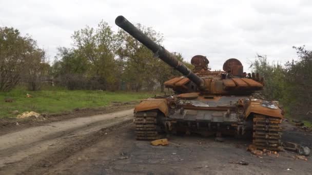 Guerra Ucrânia Invasão Russa Ucrânia Campo Depois Batalha Tanque Batalha — Vídeo de Stock
