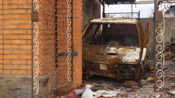 War Ukraine 2022 Russian Invasion Ukraine War Crimes Countryside Destroyed — Stock Video
