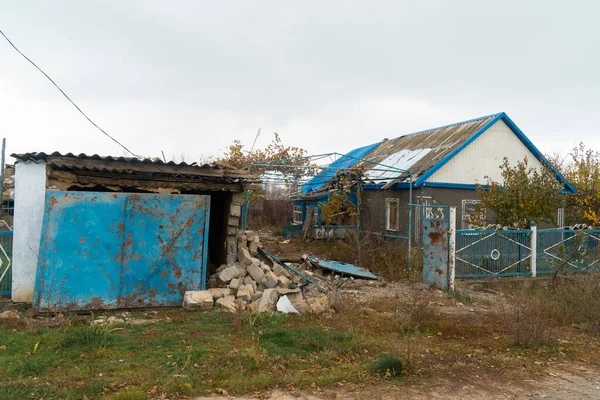 Guerre Ukraine 2022 Invasion Russe Ukraine Campagne Maison Détruite Par — Photo