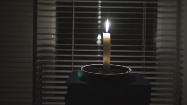 Blackout Energy Crisis Destruction Infrastructure Power Outage Concept Candle Burns — Stock Video