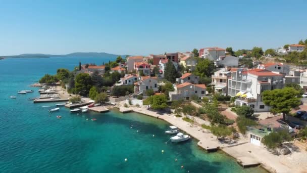 Croatia Coast Adriatic Sea Small Town Sea Summer Tourist Season — ストック動画
