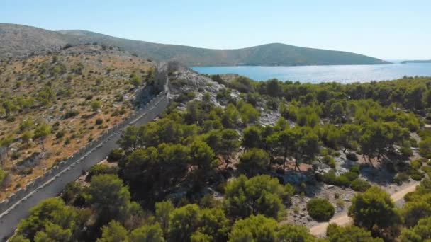 Croatia Coast Adriatic Sea Ruins Ancient Fortress Summer Tourist Season — Video